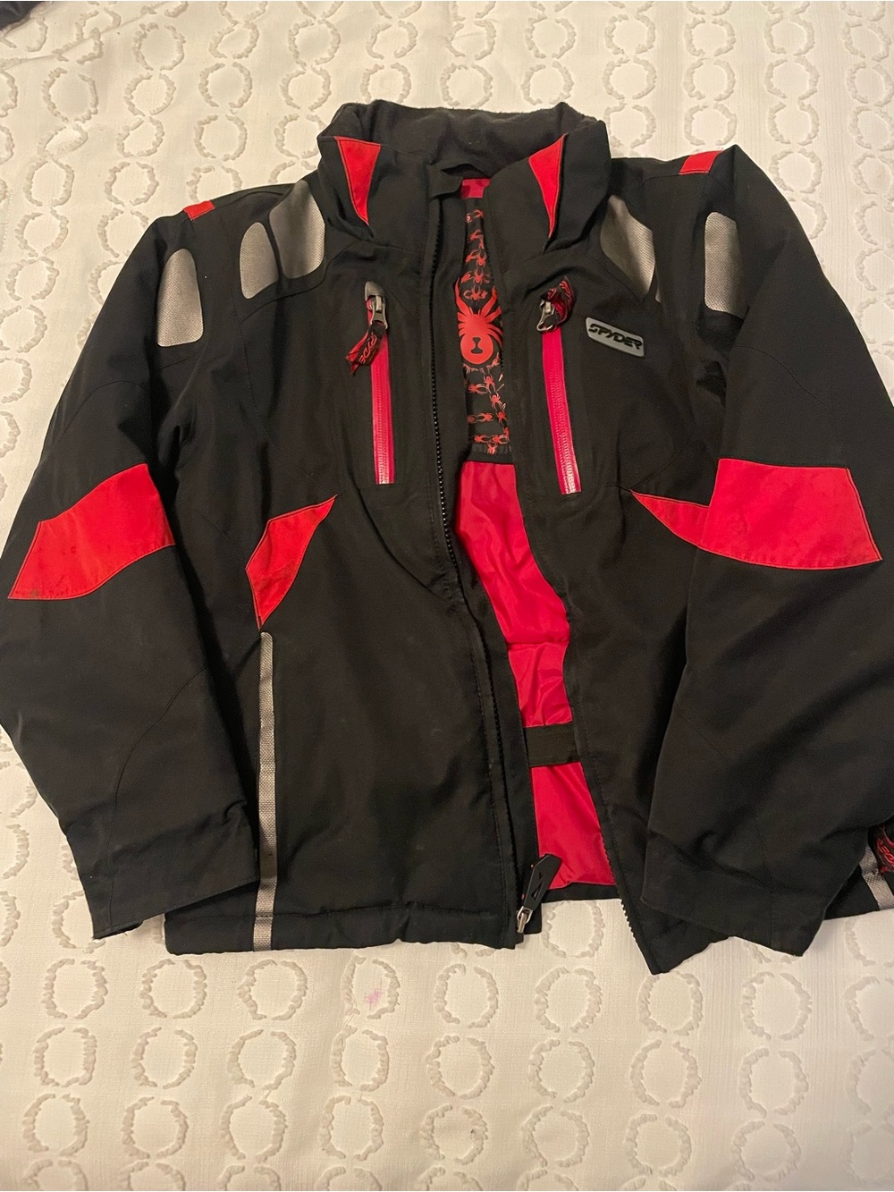 Spyder Kids Black and Red Puffer Ski Jacket